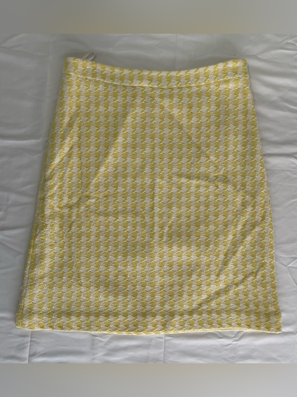 Banana Republic Yellow and White Houndstooth A-Line Skirt
